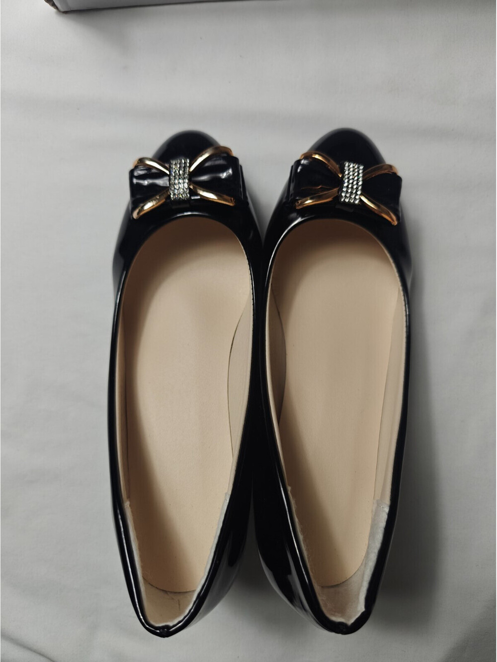 Women’s Black Leather Slip-On Block Heel Round Toe Pumps Bow EU 39 W